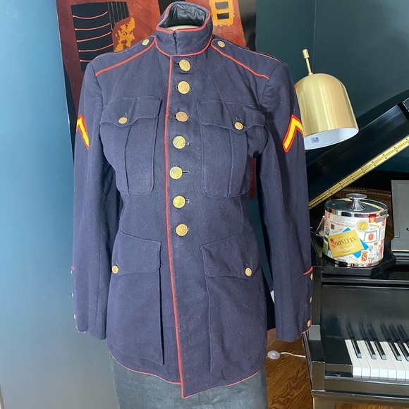 Vintage Wool Blue Marines Military Jacket WW 2 World War 2 1940's - Picture 1 of 11